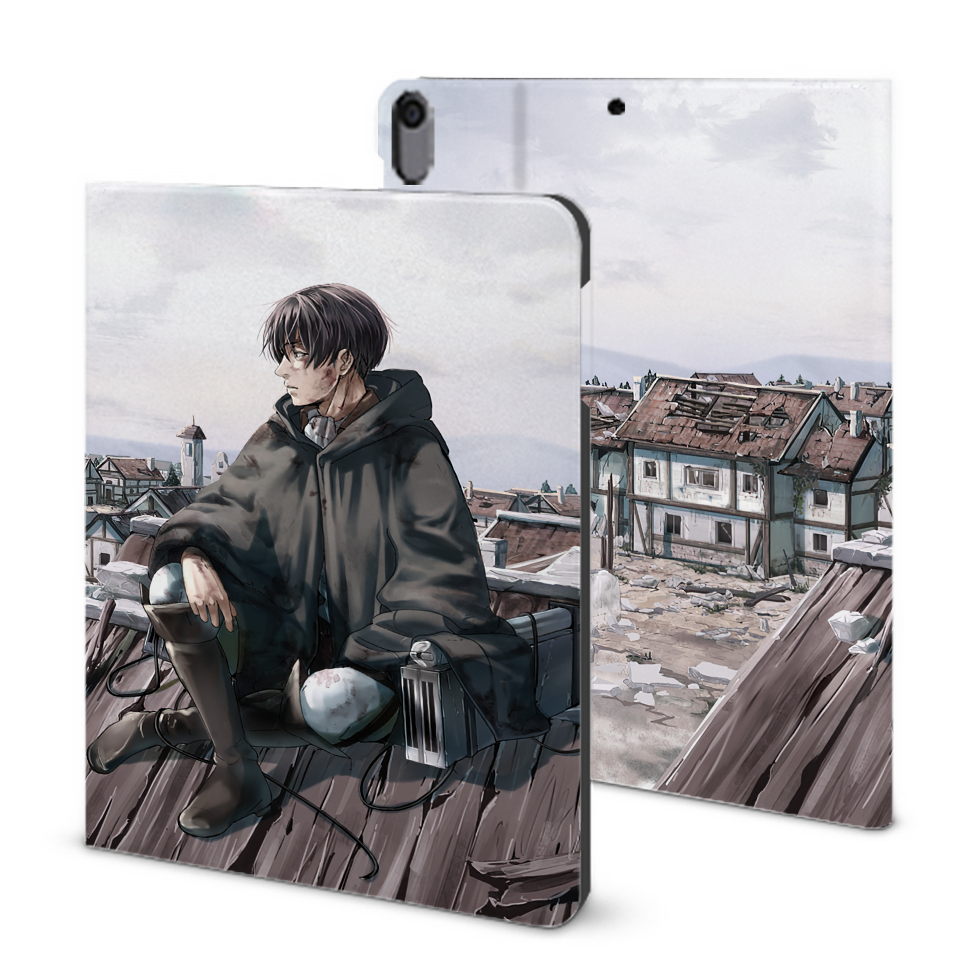（画像用） 進撃の巨人 Attack on Titan IPad ケース ブック型 PUレザー TPU 耐衝撃 軽量 薄型 ペン収納なし 全面保護 IPad 各モデル対応